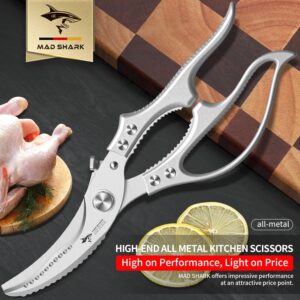 Heavy duty stainless steel kitchen shears for cutting meat and food prep