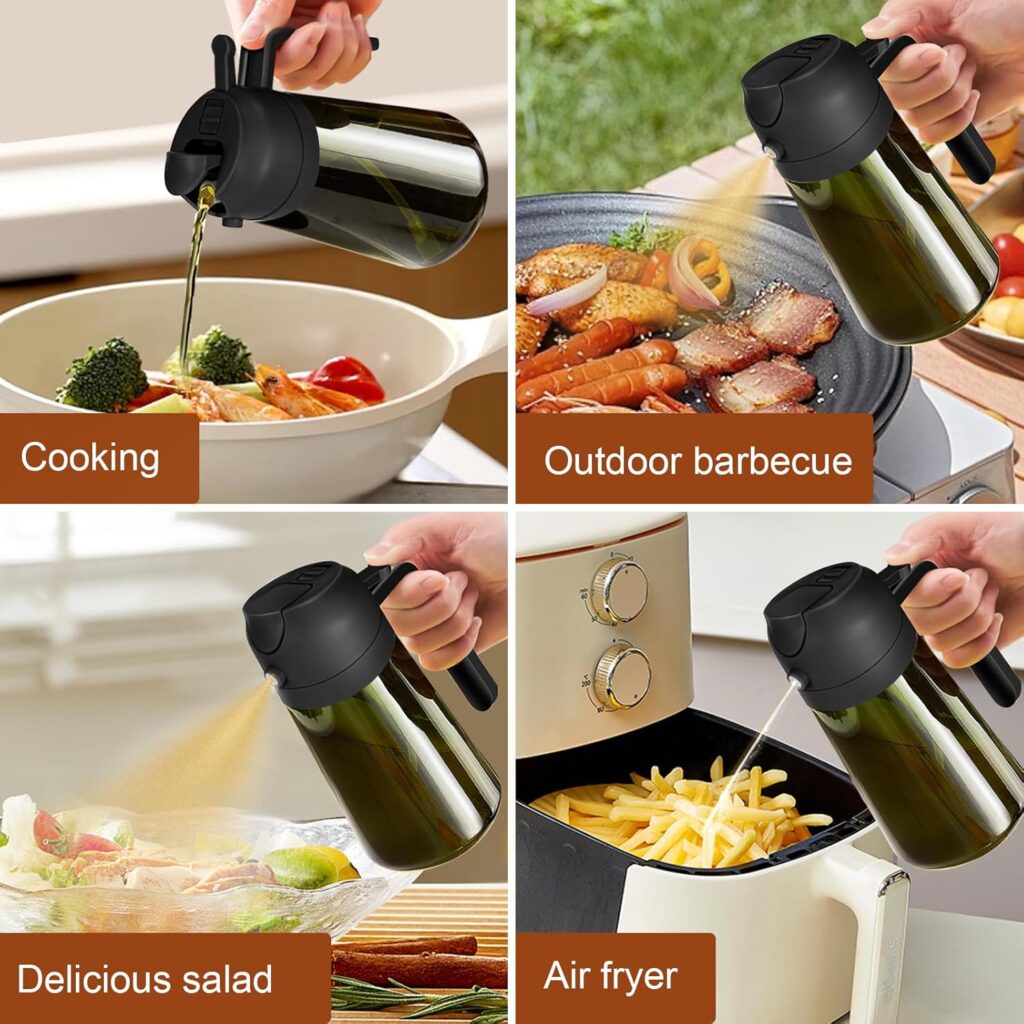Olive oil dispenser bottle used for cooking grilling salad and air fryer