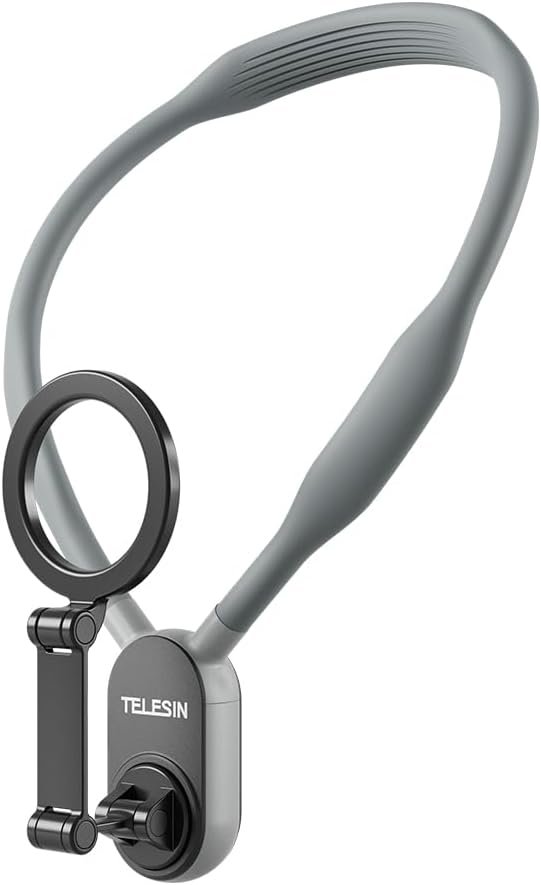 Flexible neck phone holder with magnifier hands free phone mount for watching videos reading and recording