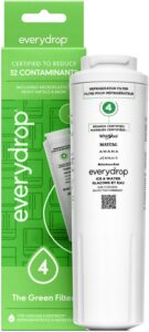 everydrop refrigerator water filter with green packaging and white filter cartridge