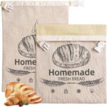 Canvas bread storage bags with fresh bread design