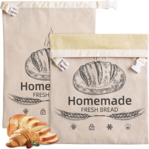 Canvas bread storage bags with fresh bread design
